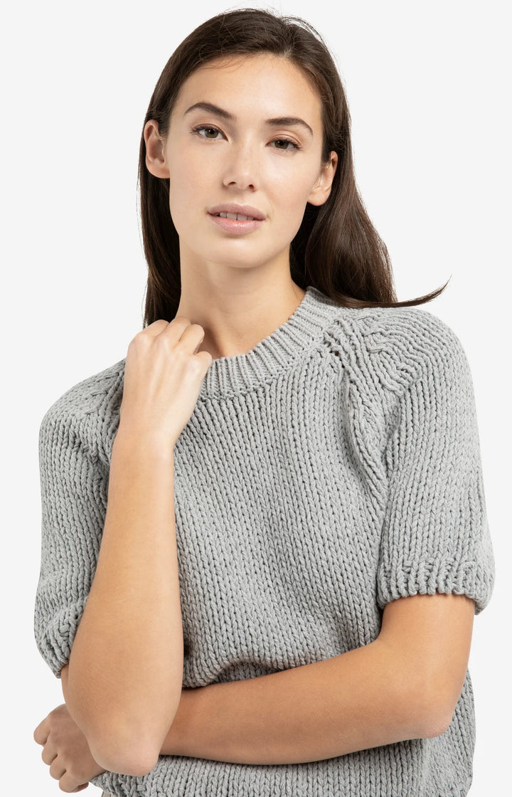 YAYA Grey Short Sleeve Chunky Knit Sweater