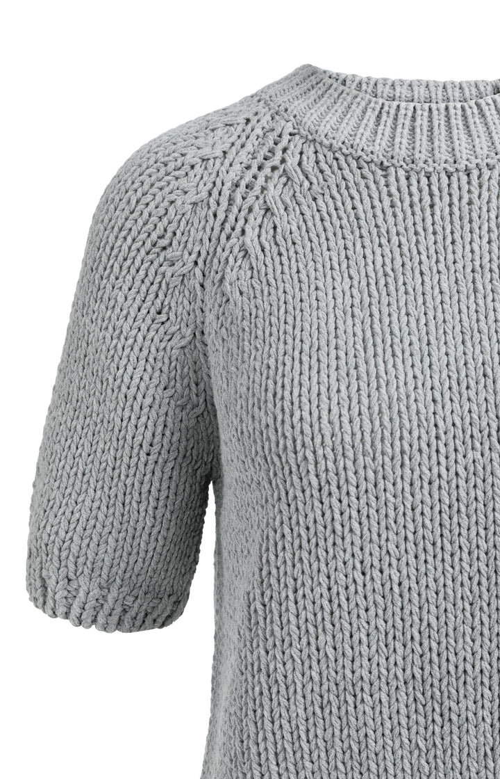YAYA Grey Short Sleeve Chunky Knit Sweater