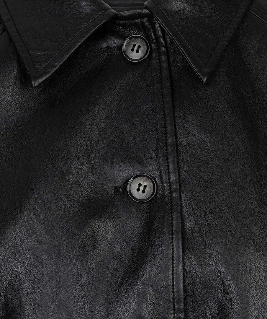 EsQualo Balloon PU Crinkle Jacket, Dark Grey