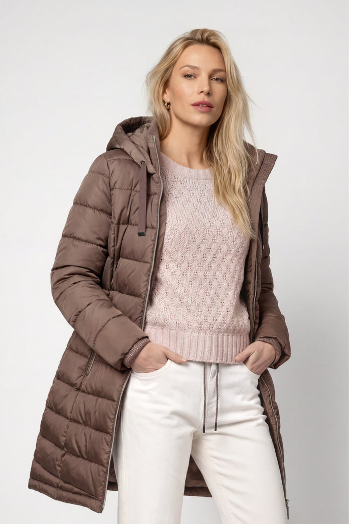 Monari Quilted Taupe Coat