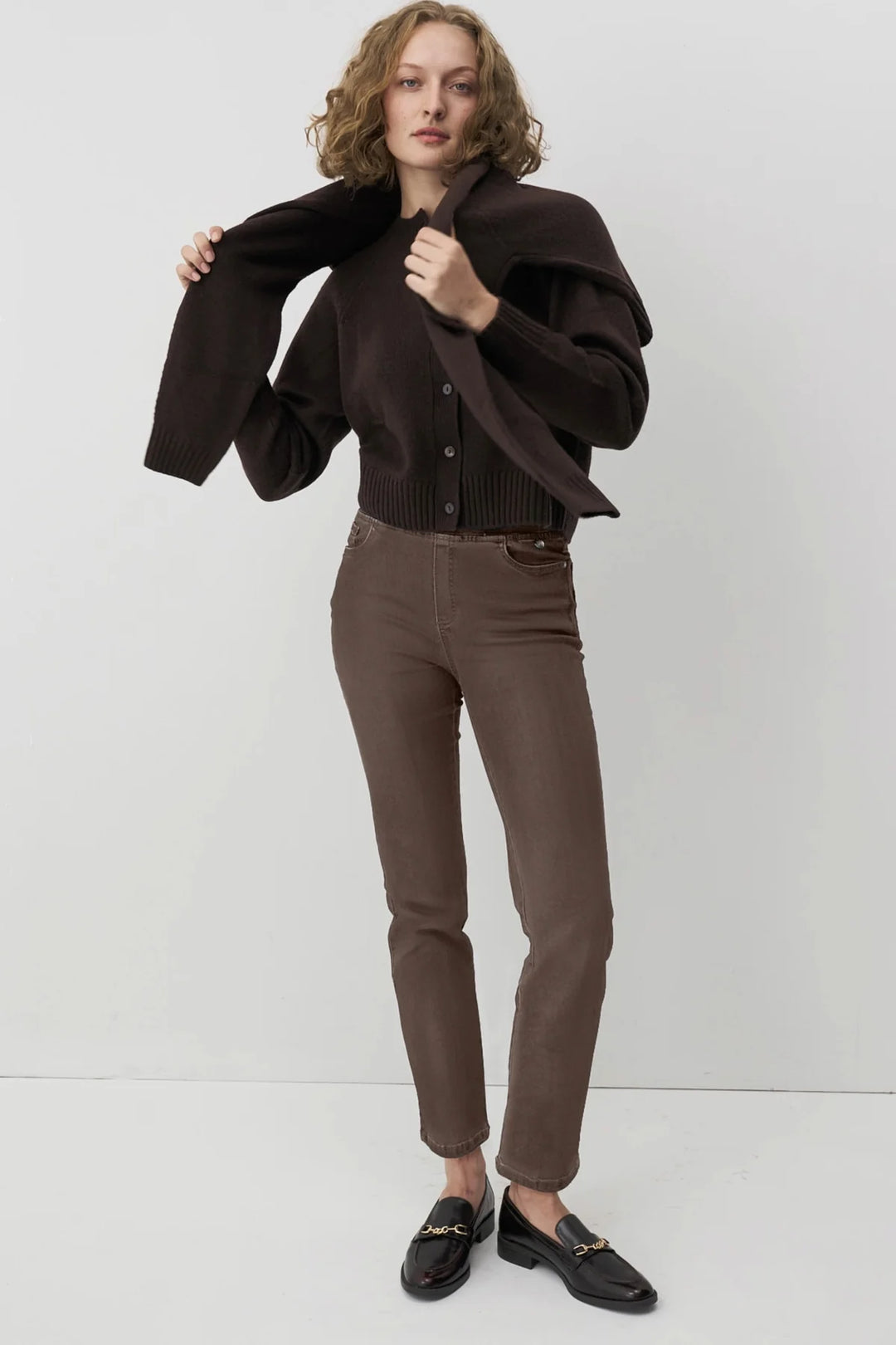 Anna Montana Angelika Jump In Slim Fit Brown Denim Jeans