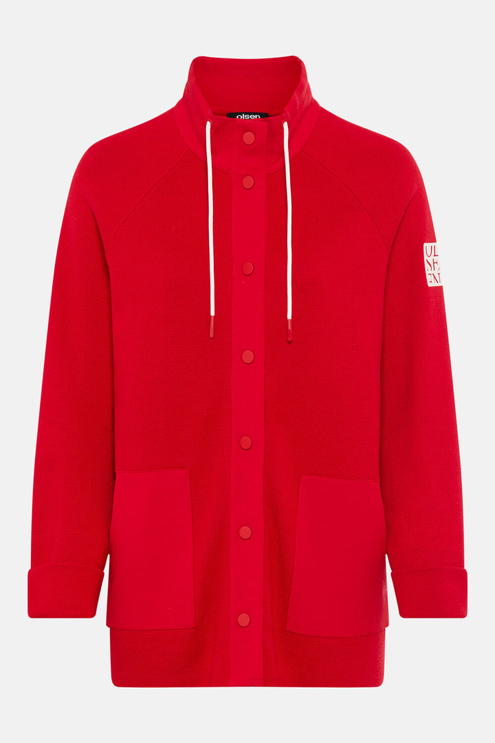 Olsen French Red Long Sleeve Cardigan