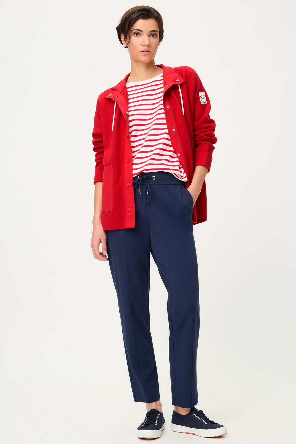 Olsen French Red Long Sleeve Cardigan