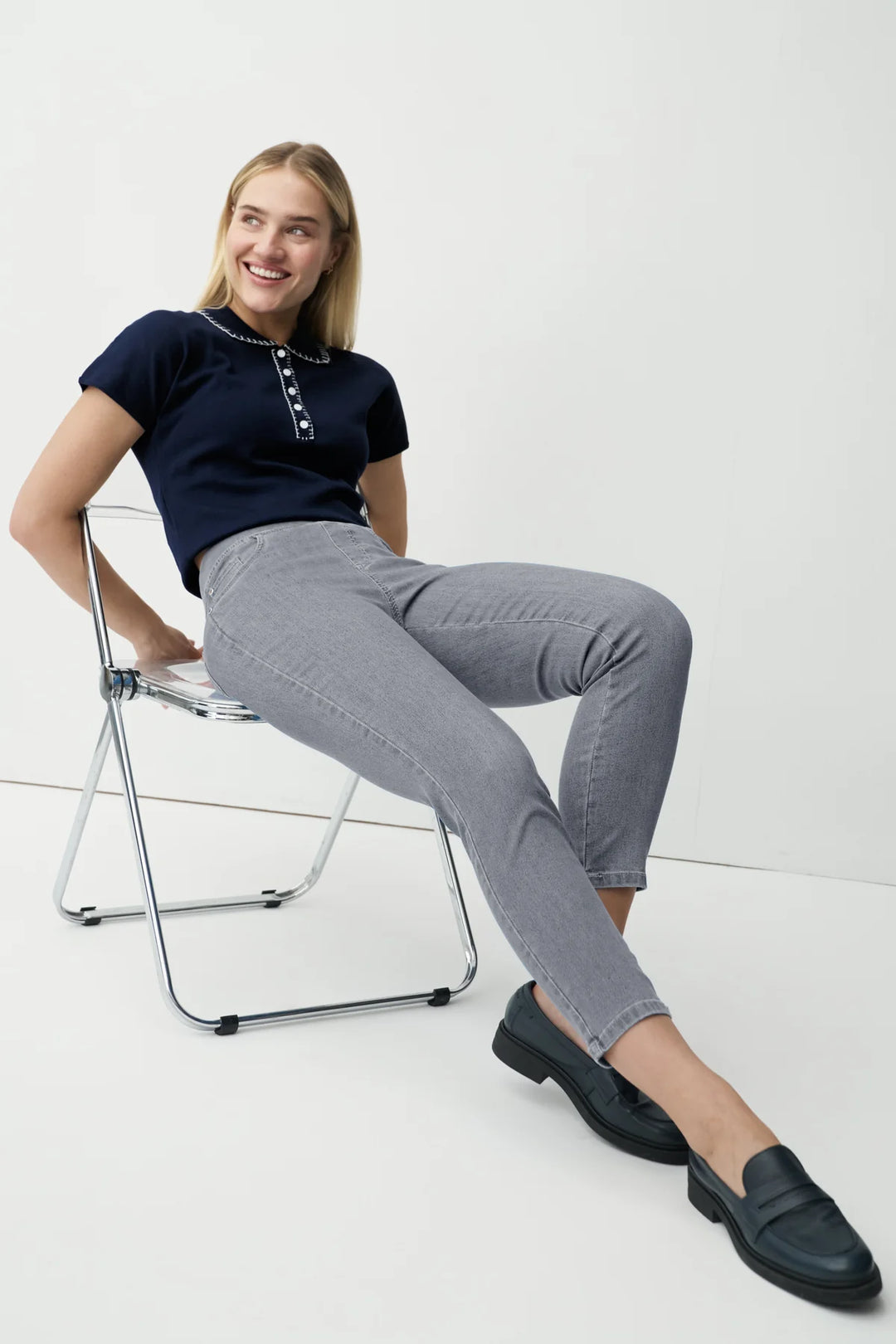 Anna Montana Jump In Slim 7/8 Grey Jeans