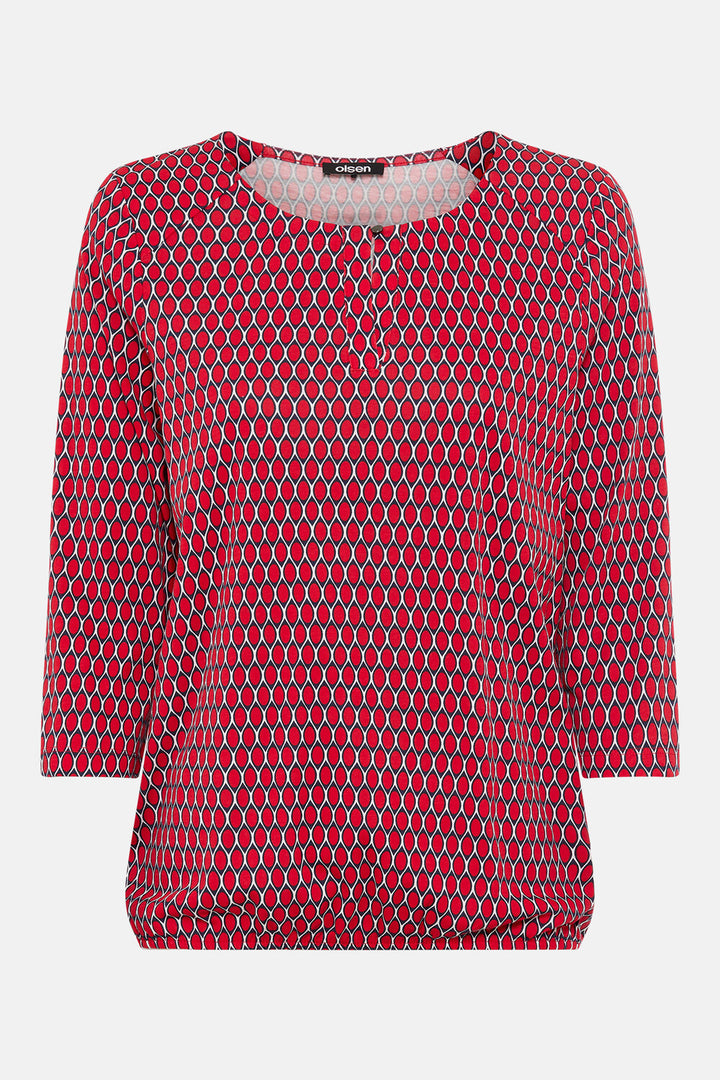 Olsen French Red Long Sleeve Top