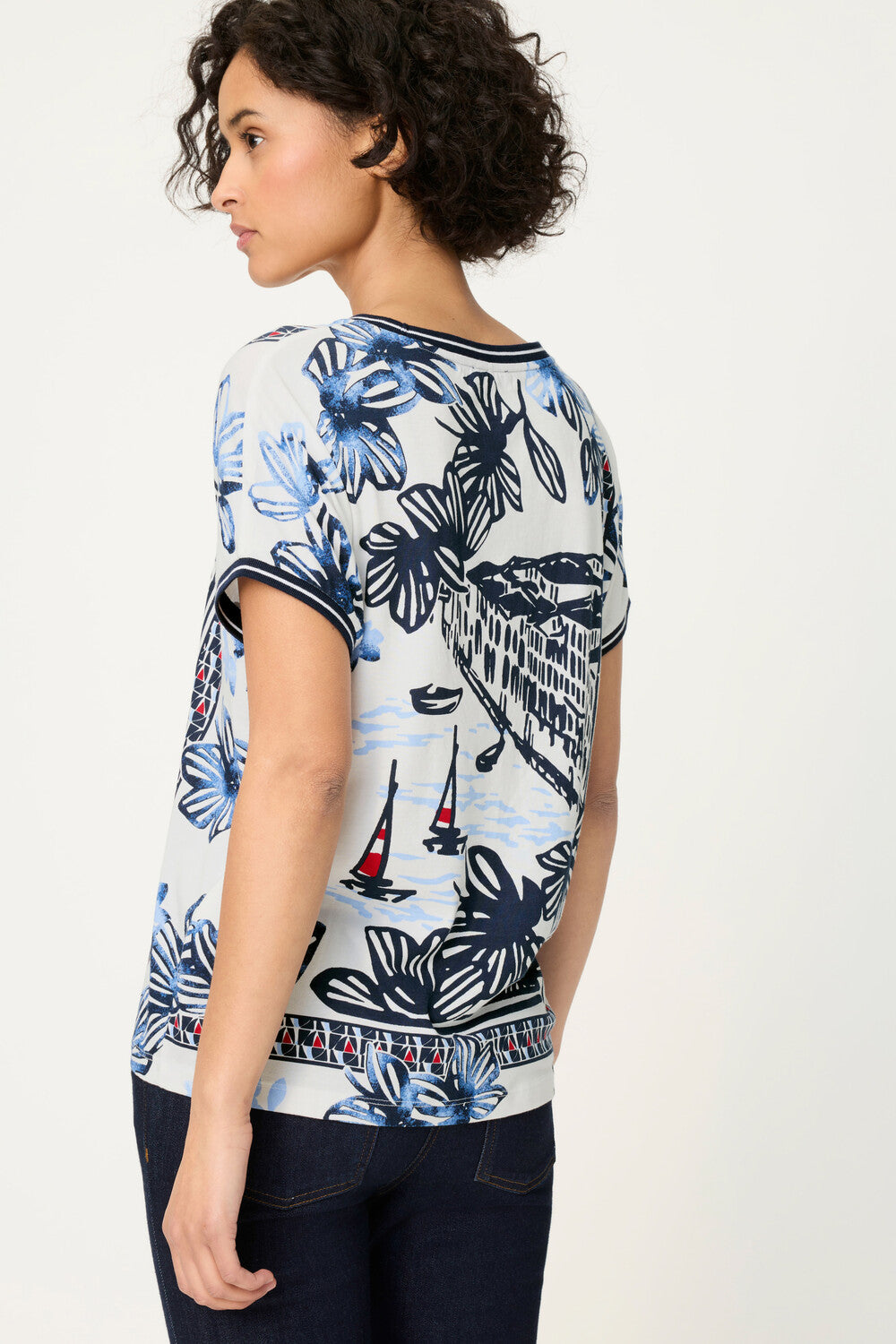 Olsen Ink Blue Short Sleeve Top