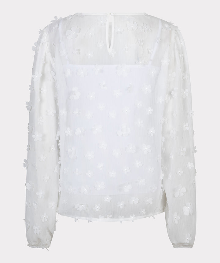 EsQualo Off White Daisy Flower Blouse