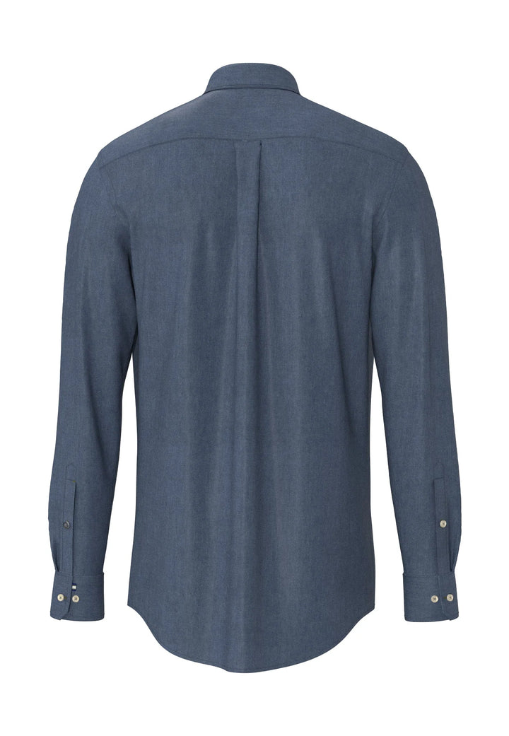 Fynch Hatton Cotton Melange Button-Down Shirt, Misty Blue