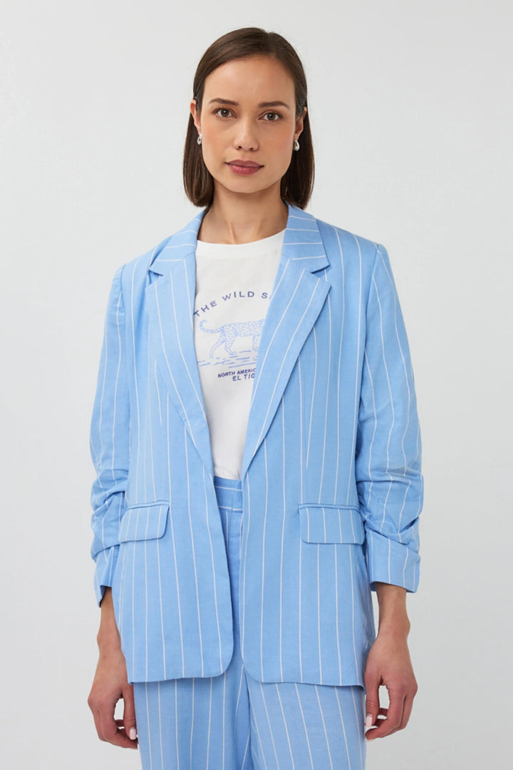 EsQualo Light Blue Striped Linen Blazer