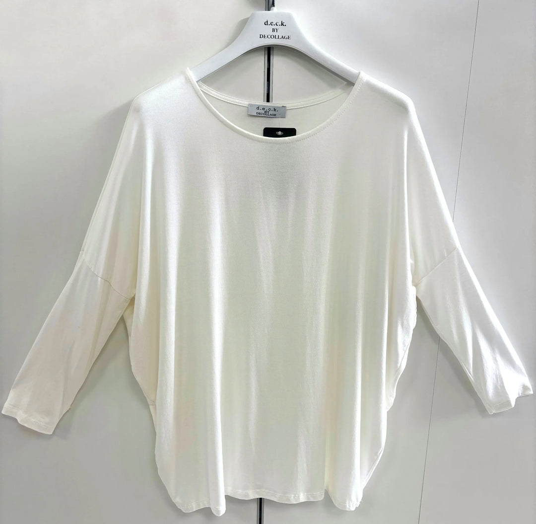 Decollage Cream Basic Oversized Top