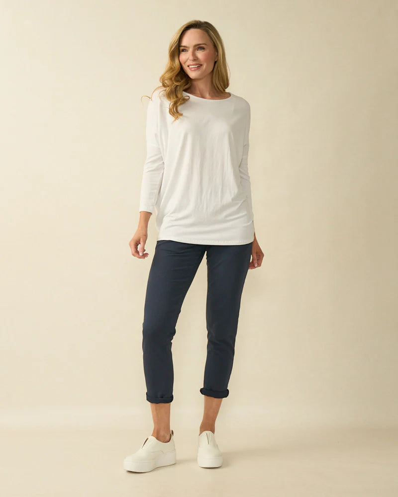 Decollage White Basic Oversized Top
