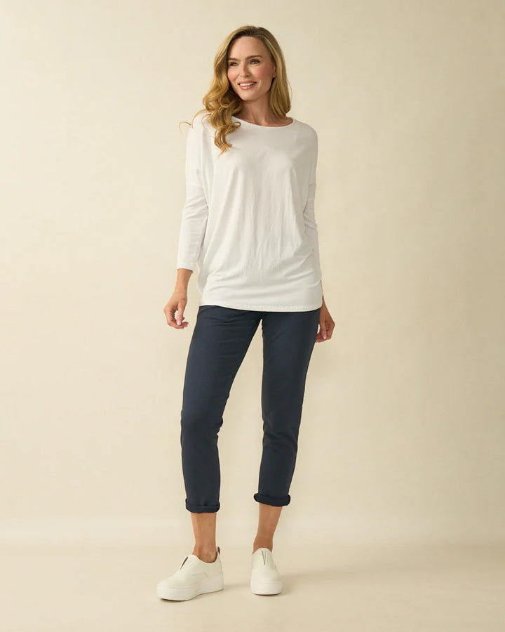 Decollage White Basic Oversized Top