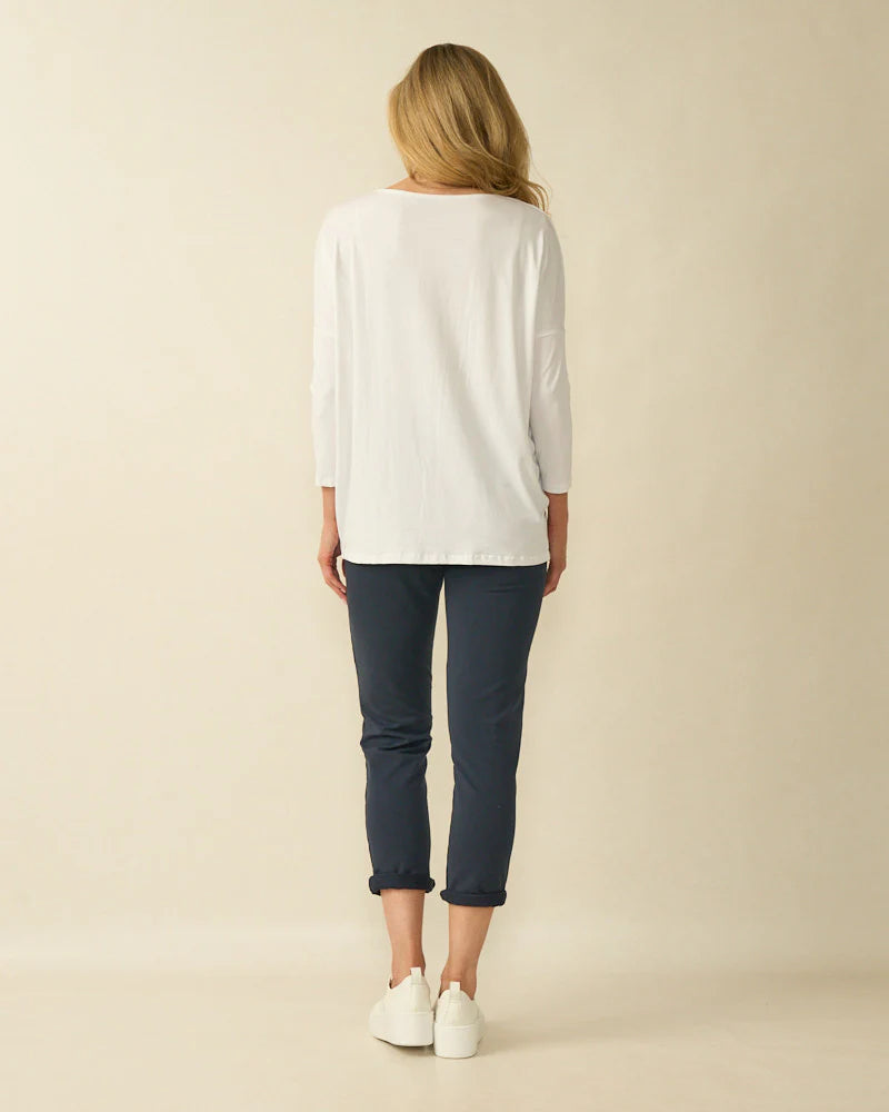 Decollage White Basic Oversized Top