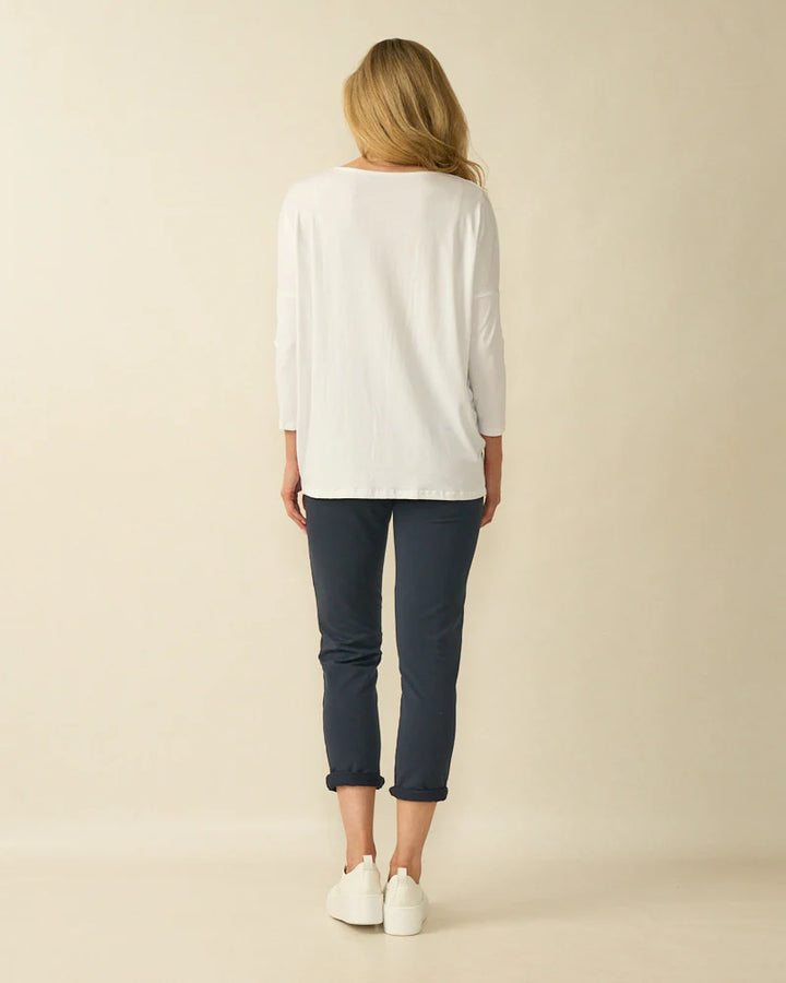 Decollage White Basic Oversized Top