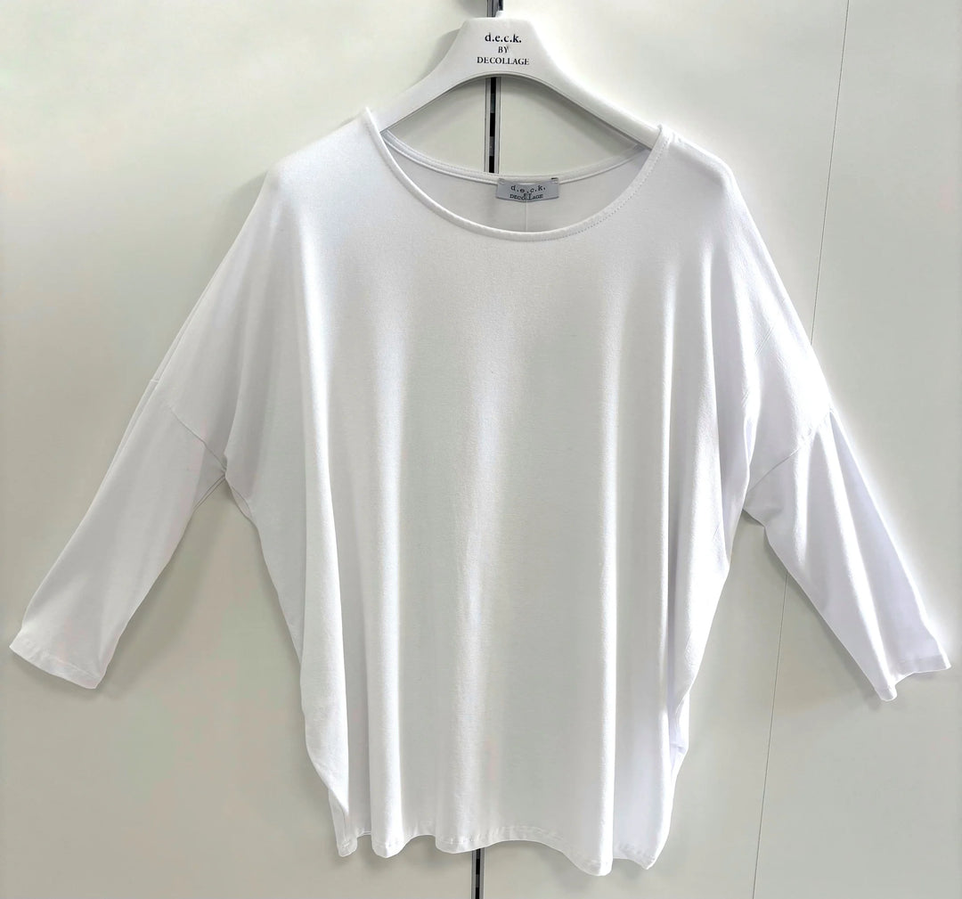 Decollage White Basic Oversized Top