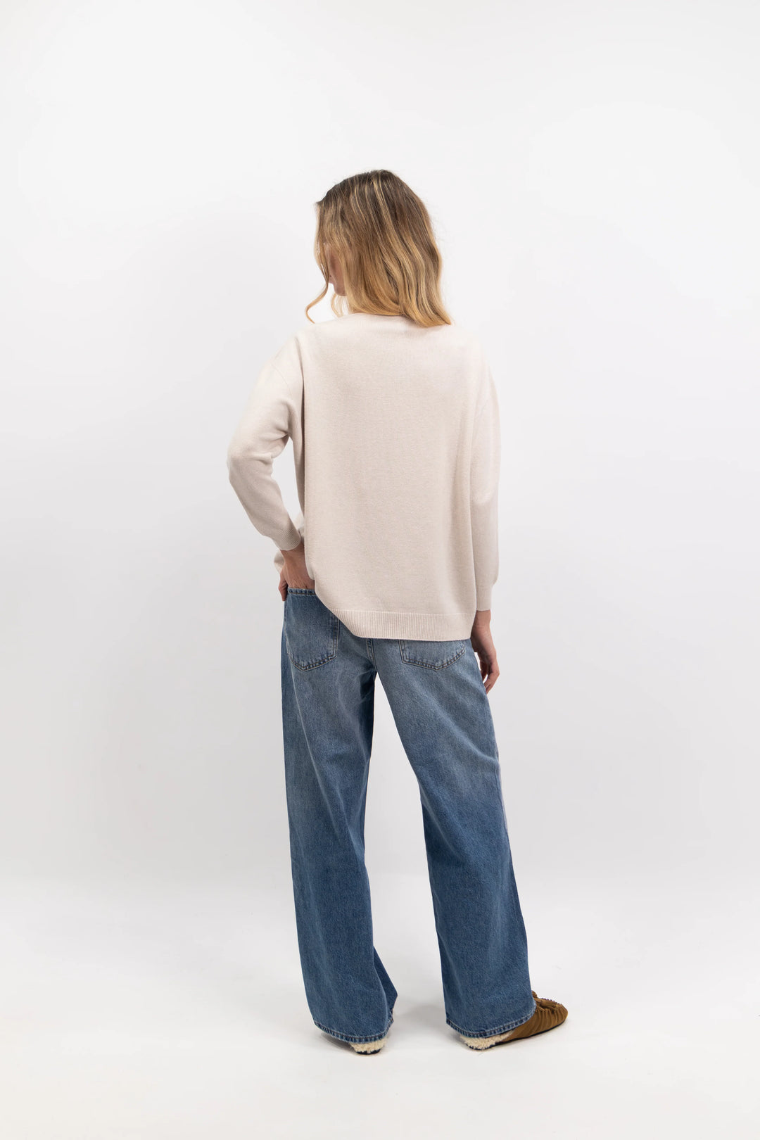 Ivory Boyfriend V-Neck Knit
