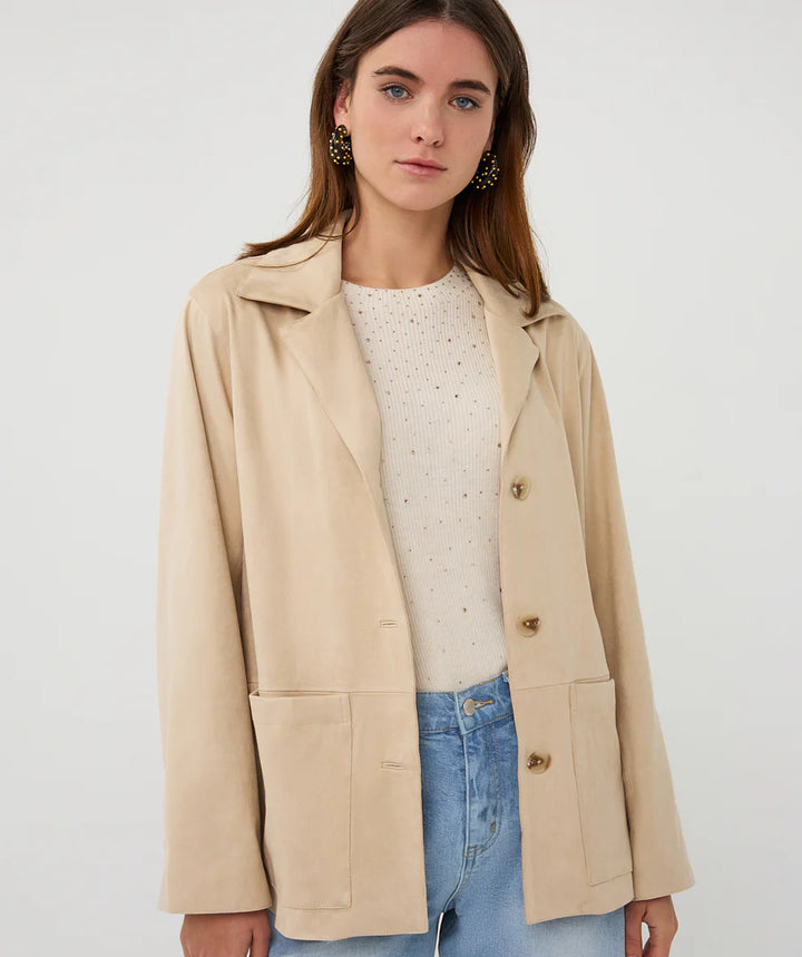 EsQualo Light Sand Suedine Blazer
