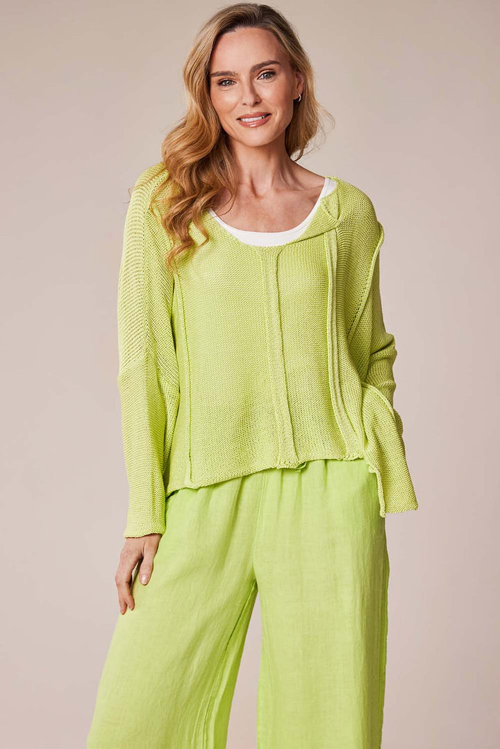 Decollage Lime Layered Knit Pullover
