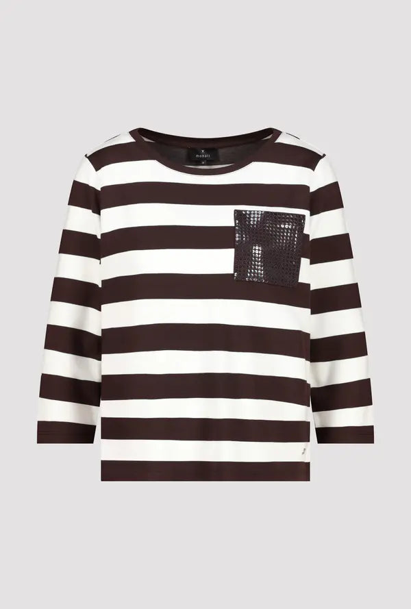 Monari Brown Sriped Sweatshirt