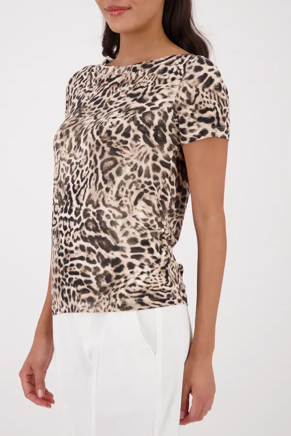 Monari Dark Chocolate Leopard Pattern Top