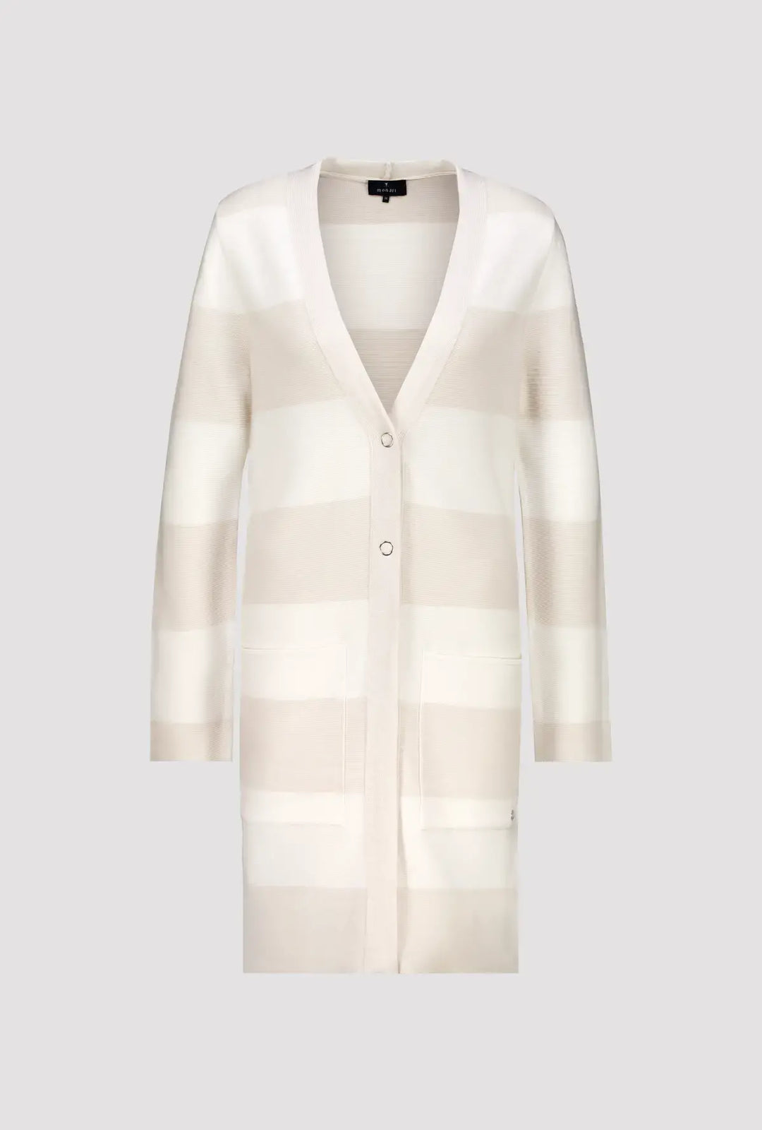 Monari Beige Block Striped Cardigan