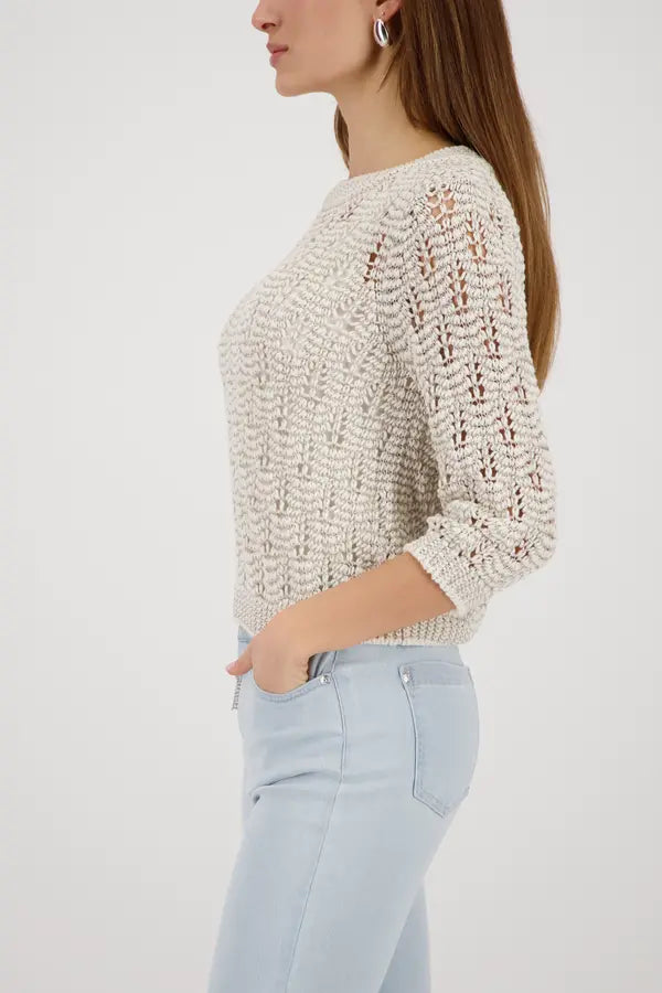 Monari Beige Lurex Knitted Sweater