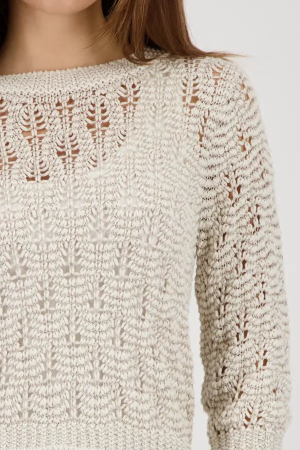 Monari Beige Lurex Knitted Sweater