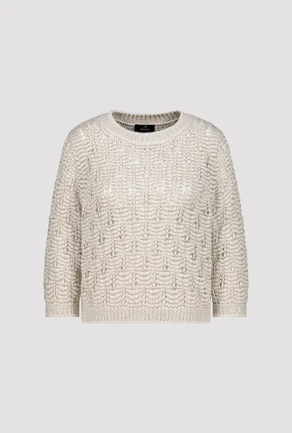 Monari Beige Lurex Knitted Sweater