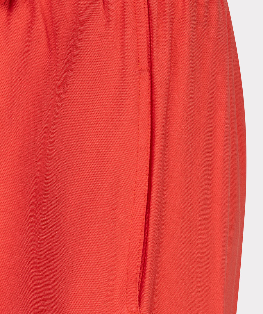 EsQualo Red Wide Leg Elastic Waist Trousers