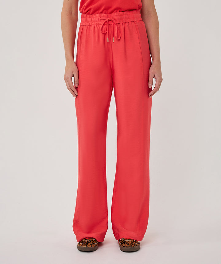 EsQualo Red Wide Leg Elastic Waist Trousers