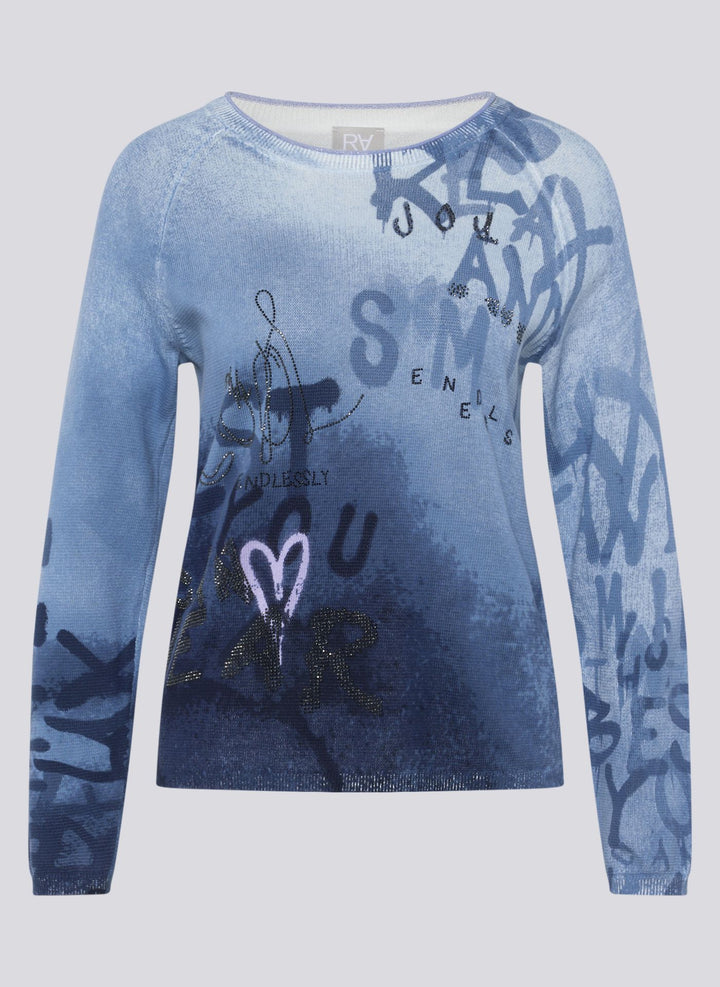 Rabe Navy Lettering Print Sweater