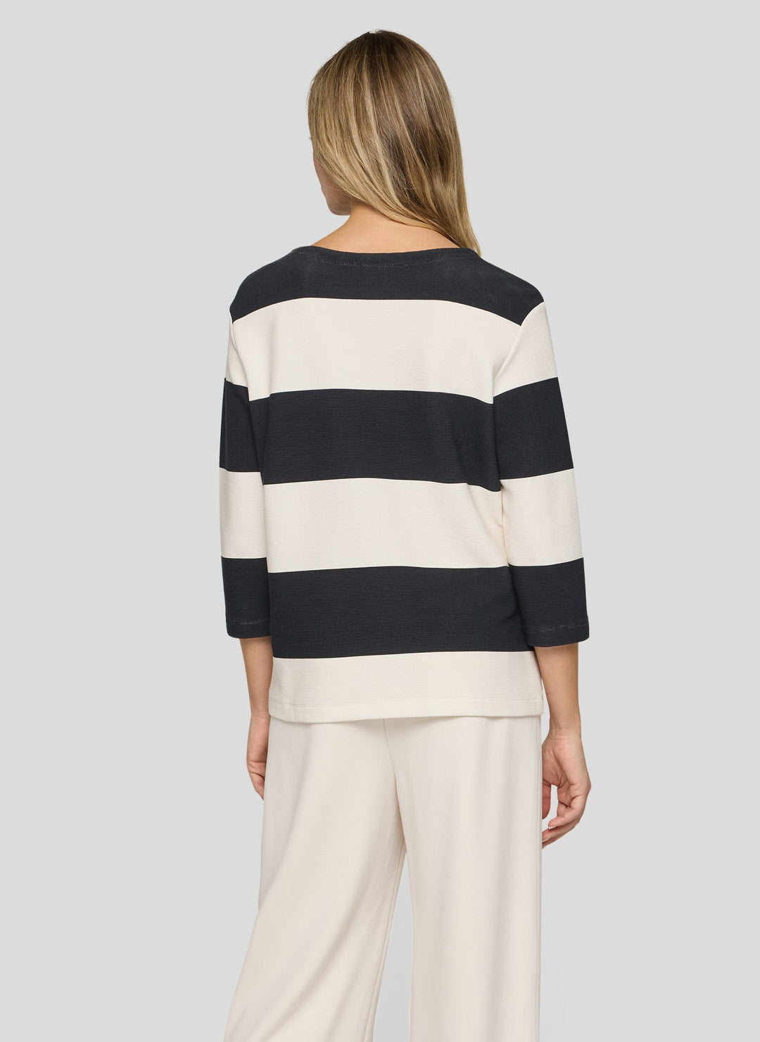 Rabe Beige Striped Round Neck Sweater