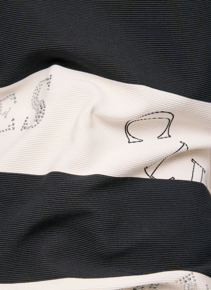 Rabe Beige Striped Round Neck Sweater