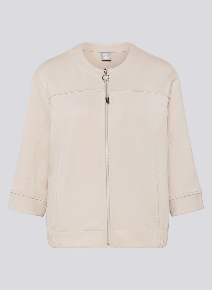 Rabe Beige Zipped 3/4 Sleeve Sweat Jacket