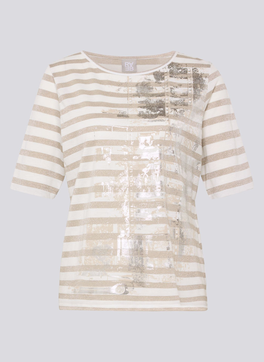 Rabe Beige Striped 3/4 Sleeve Shirt