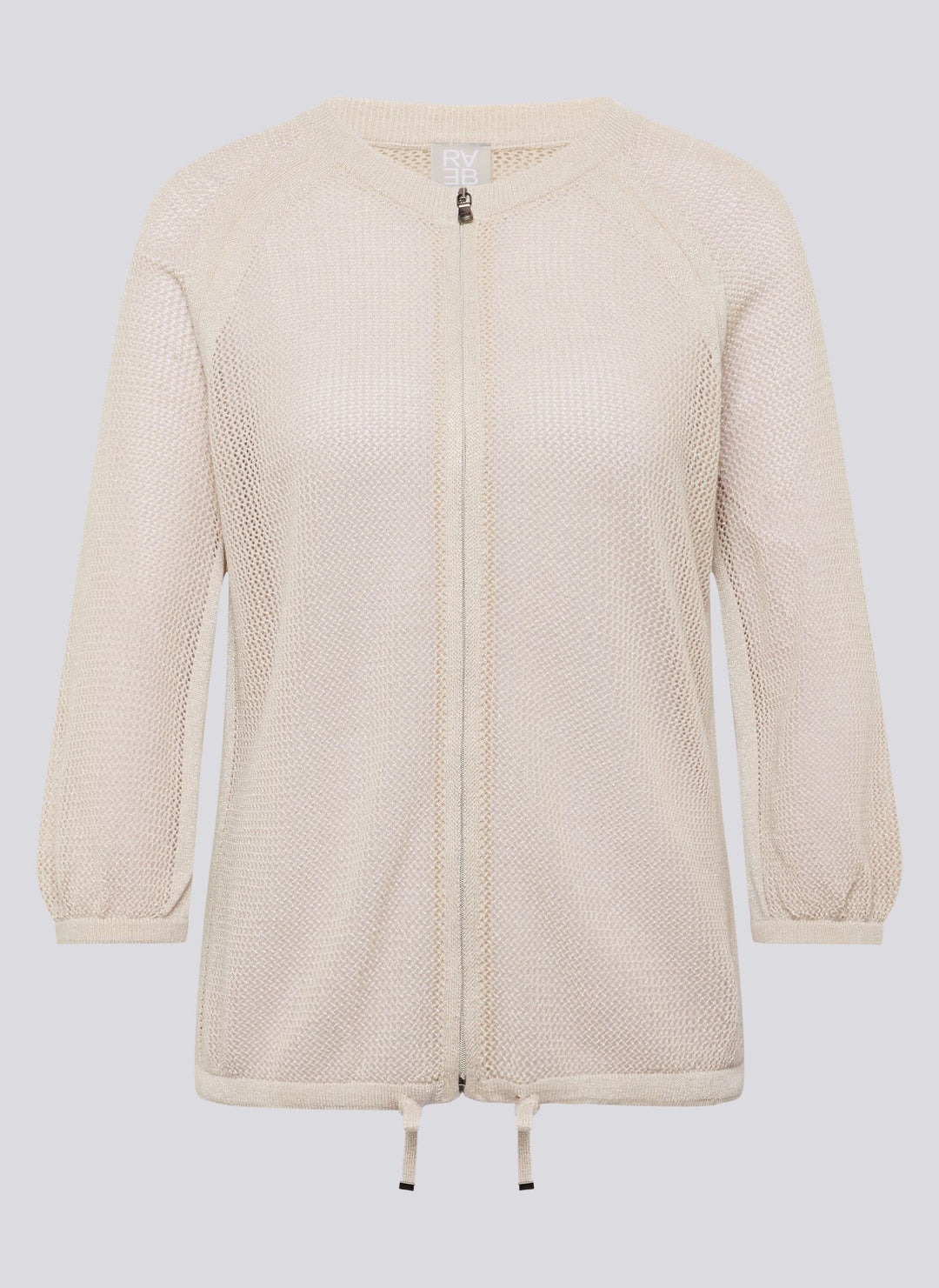 Rabe Beige Textured Knit Zip Cardigan