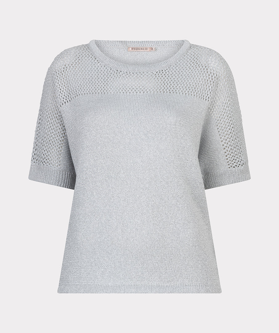 EsQualo Light Blue Sweater Ajour Batwing