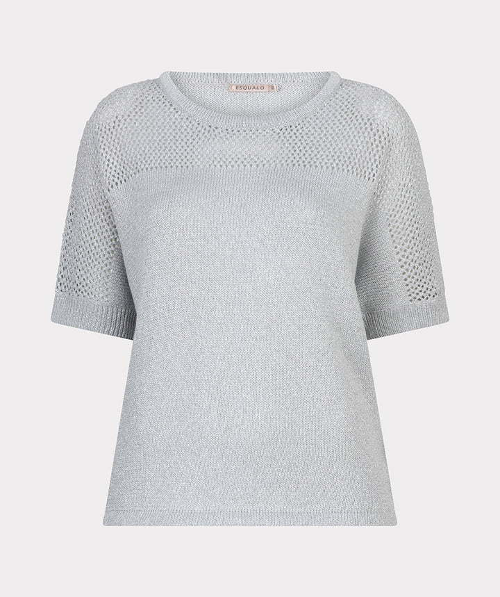 EsQualo Light Blue Sweater Ajour Batwing