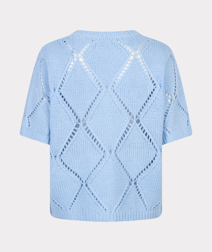 EsQualo Blue Sweater Ajour Diamond Sequins