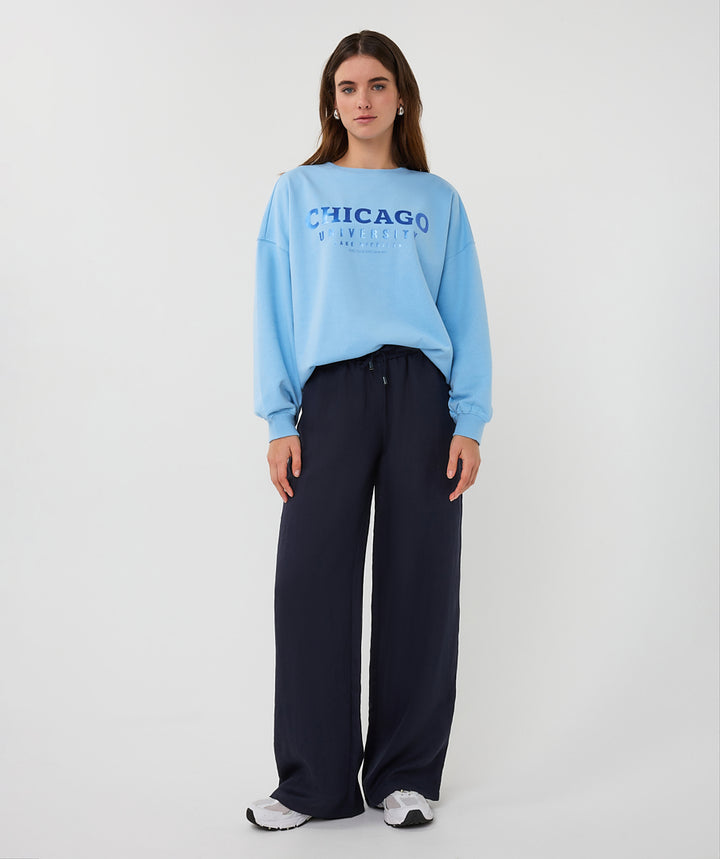 EsQualo Blue 'Chicago' Printed Sweater