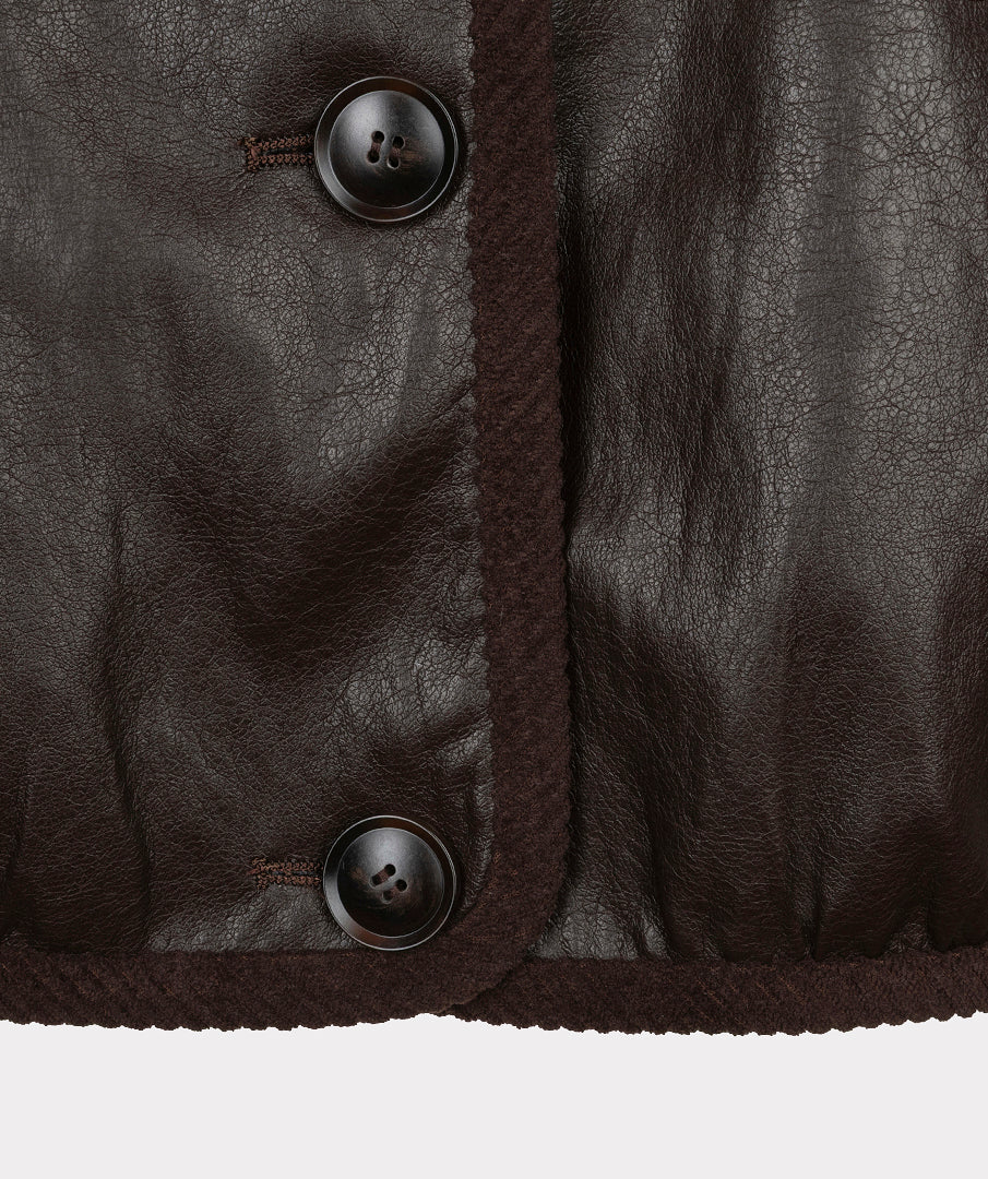 EsQualo Short PU Crinkle Jacket, Cacao