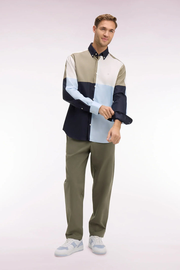 Eden Park Colour Block Sky Cotton Shirt