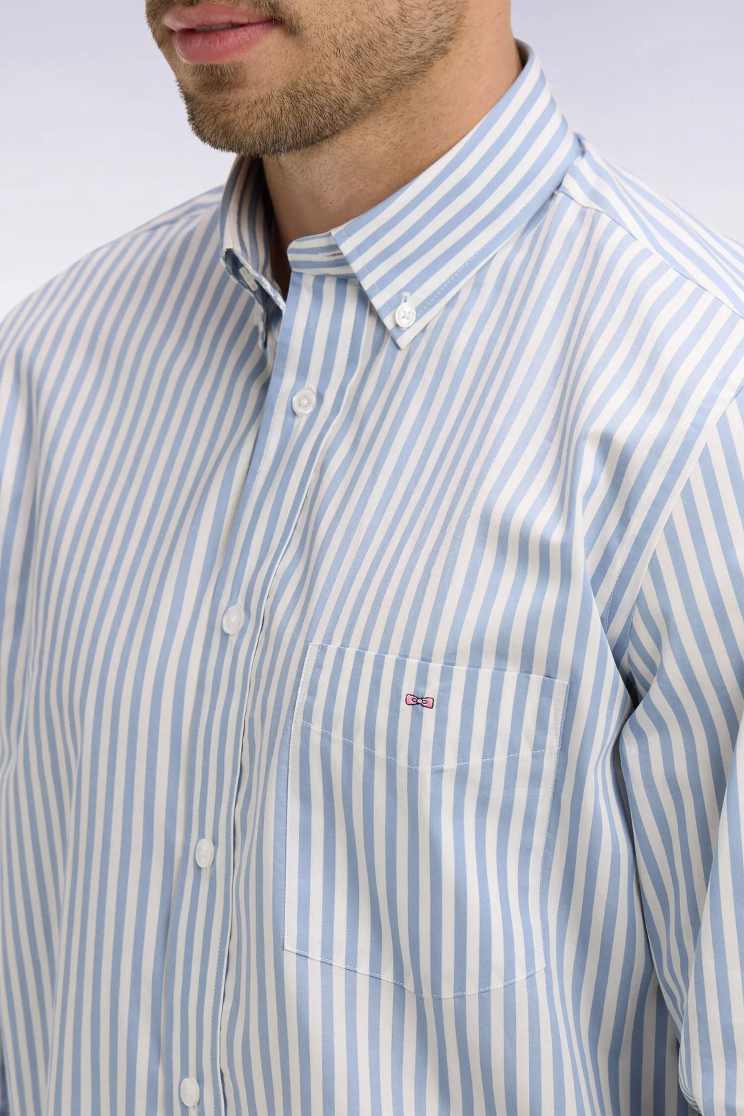 Eden Park Striped Straight Cut Shirt, Sky Blue