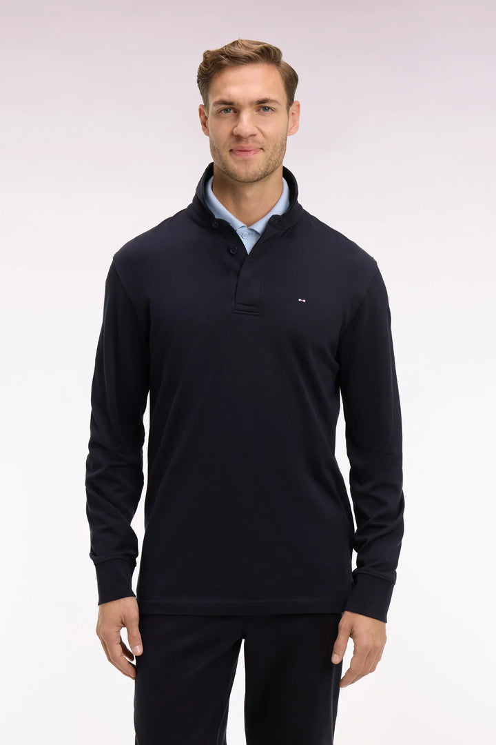 Eden Park Navy Pima Cotton Long Sleeve Jersey