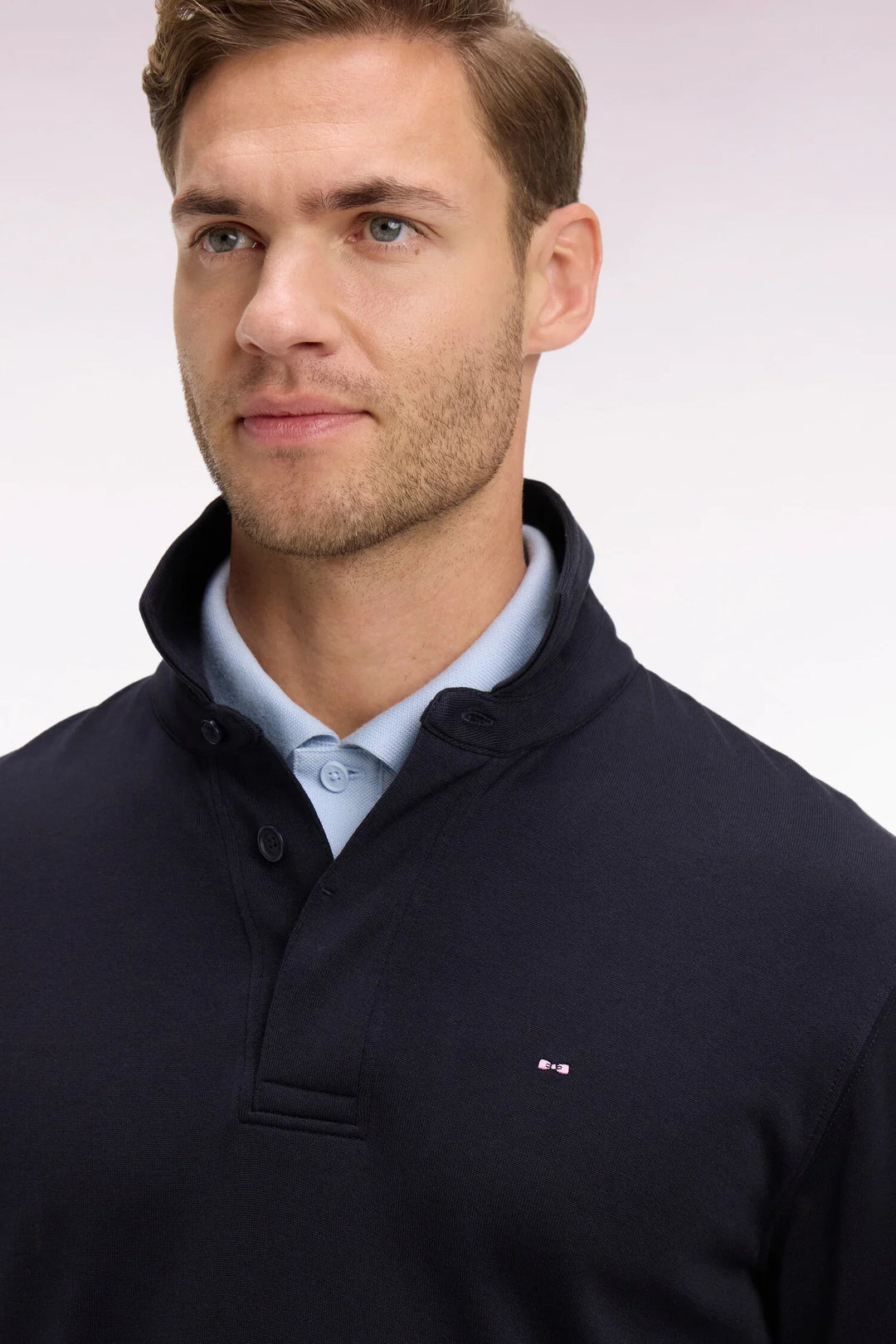 Eden Park Navy Pima Cotton Long Sleeve Jersey