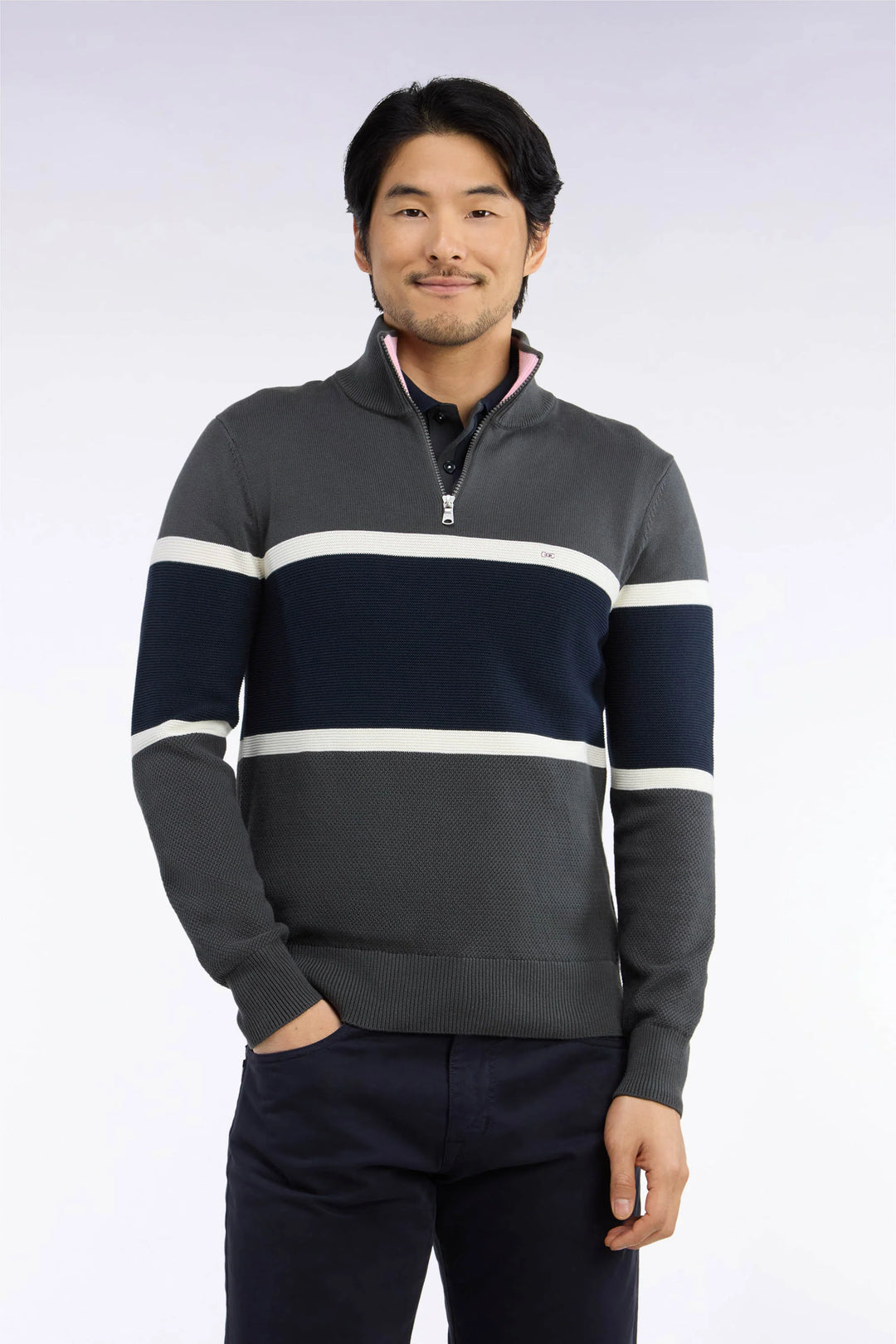 Eden Park Cotton Trucker Neck Sweater, Khaki
