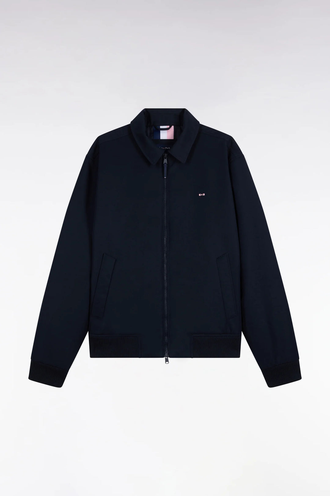 Eden Park Straight Cut Nylon Jacket with Ribbed Edges, Navy