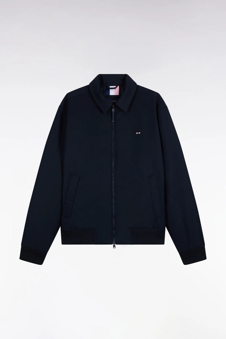 Eden Park Straight Cut Nylon Jacket with Ribbed Edges, Navy