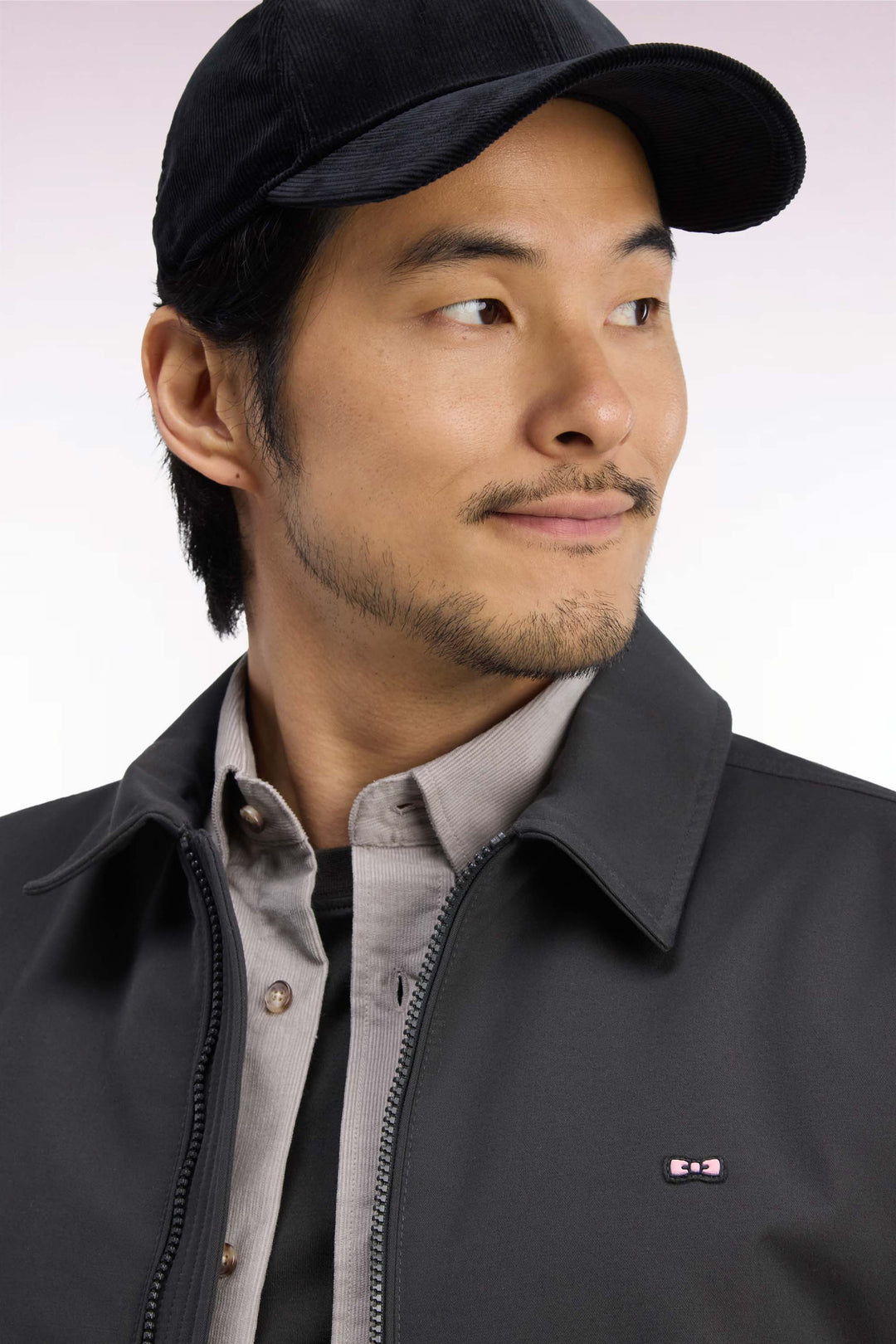 Eden Park Straight Cut Nylon Jacket with Ribbed Edges, Khaki