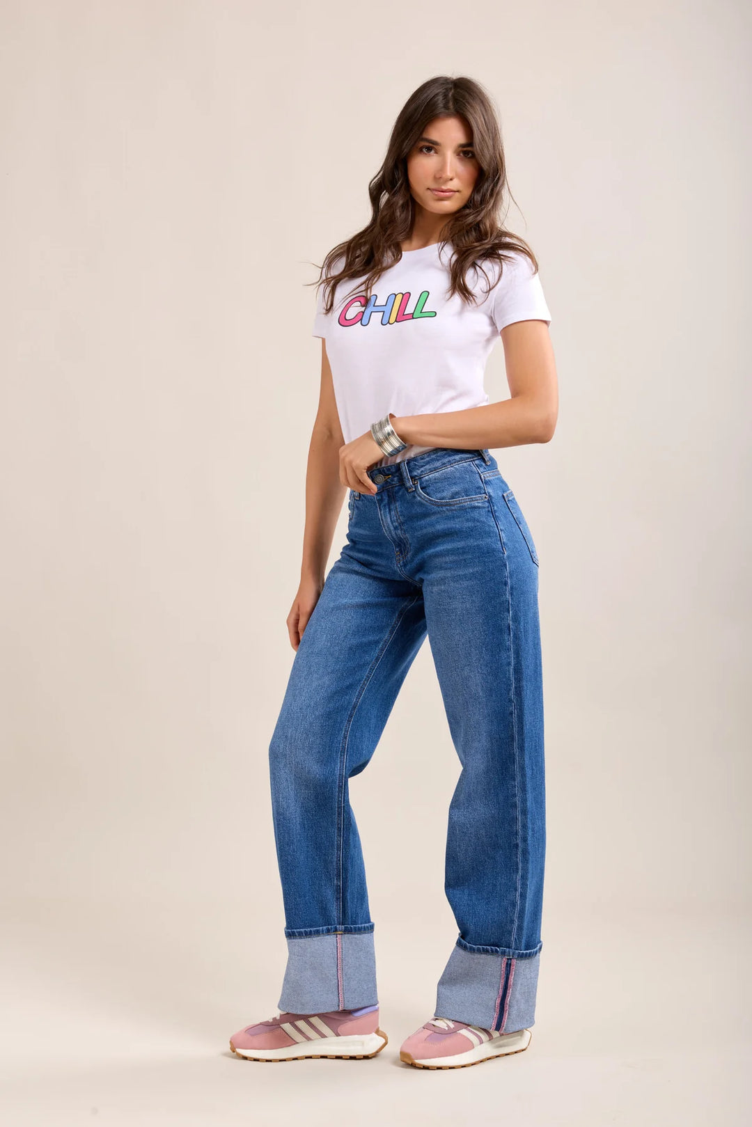 Toxik Turn-Up High Waisted Straight Leg Jeans